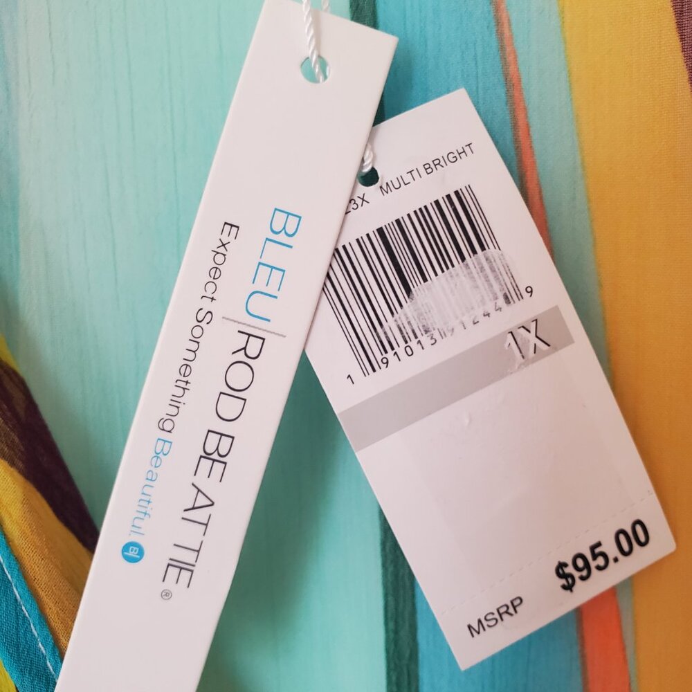 Bleu Rod Beattie Chiffon Caftan Swim Cover-Up 1X - Picture 3 of 3